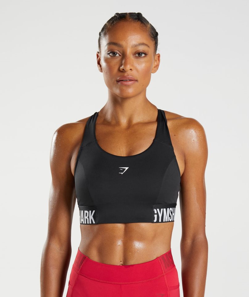 Women\'s Gymshark Training Brandmark Sports Bra Black | NZ 8ORDSY